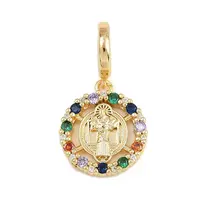 Brass Pave Colorful Cubic Zirconia European Dangle Charms