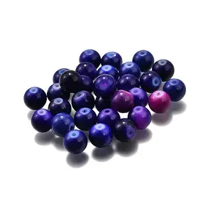 (Defective Closeout Sale: Uneven Painted)Baking Painted Glass Round Beads
