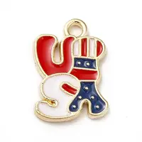 American Flag Style Alloy Enamel Pendants