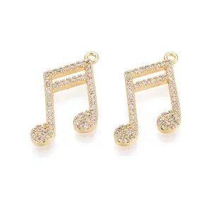Brass Micro Pave Clear Cubic Zirconia Pendants