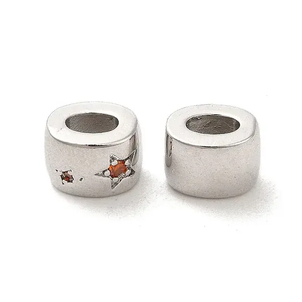 Brass Micro Pave Cubic Zirconia Beads