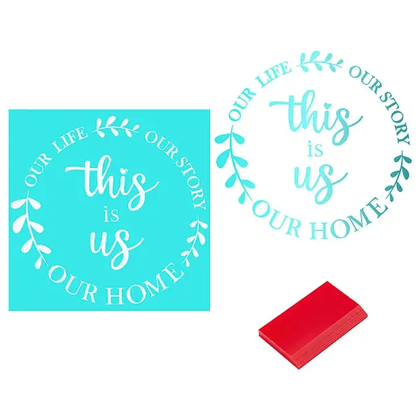 2Pcs Word This is Us Pattern Self-Adhesive Silk Screen Printing Stencil