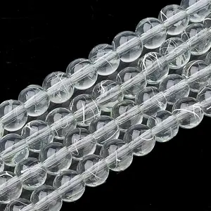 Drawbench Transparent Glass Round Beads Strands