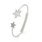 Star Brass Pave Clear Cubic Zirconia Open Cuff Bangles for Women
