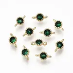 Brass Micro Pave Green Cubic Zirconia Links Connectors