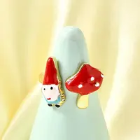 Brass Enamel Cuff Open Rings for Women