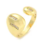 Brass Micro Pave Clear Cubic Zirconia Open Cuff Ring for Women