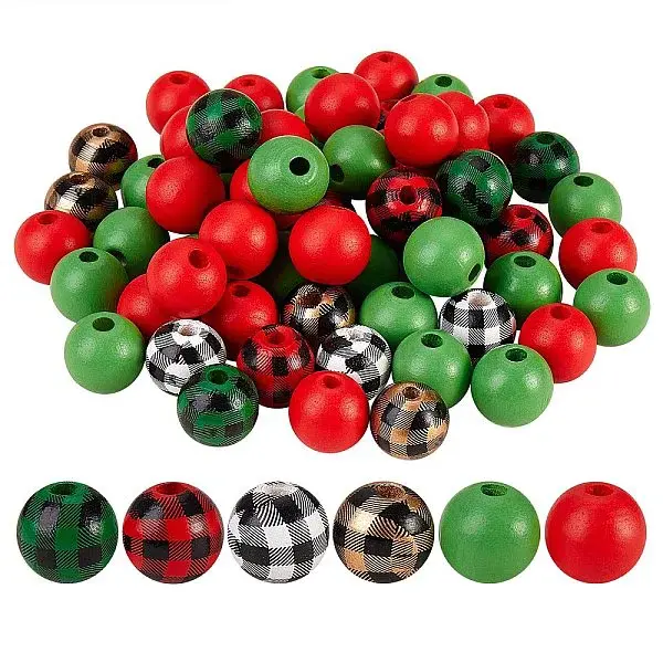 Painted Natural Wood Beads