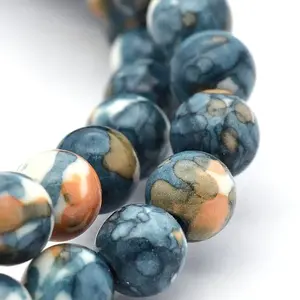 Synthetic Ocean White Jade Round Bead Strands
