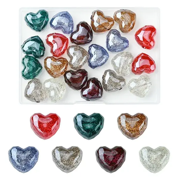 21Pcs 7 Colors Transparent Acrylic Beads