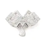 925 Sterling Silver Clear Cubic Zirconia Bowknot with Teardrop Multi-Strand Links