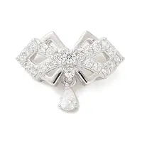 925 Sterling Silver Clear Cubic Zirconia Bowknot with Teardrop Multi-Strand Links