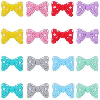 16Pcs 8 Colors Bowknot Silicone Focal Beads
