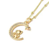 Brass Micro Pave Clear Cubic Zirconia Pendants Necklaces