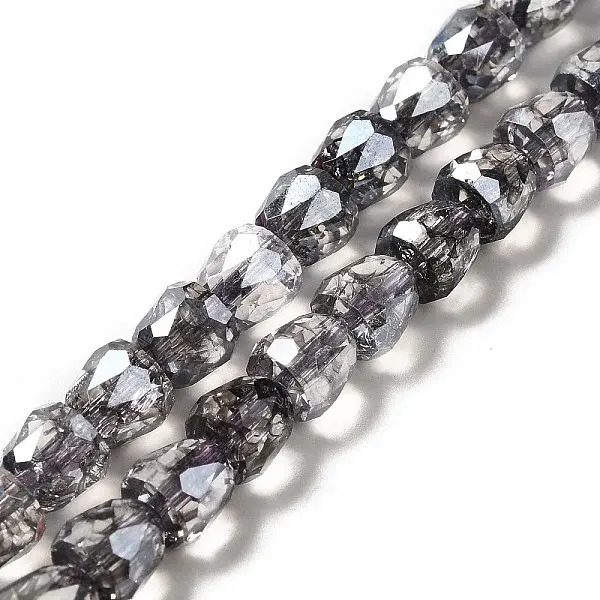 Electroplate Transparent Glass Beads Strand