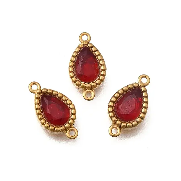 304 Stainless Steel Pave Cubic Zirconia Teardrop Connector Charms