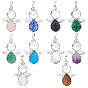 10Pcs 10 Style Natural & Synthetic Gemstone Pendants