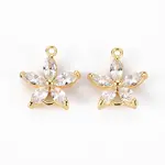 Brass Micro Pave Clear Cubic Zirconia Link Connectors