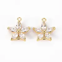 Brass Micro Pave Clear Cubic Zirconia Link Connectors