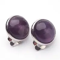 Natural Amethyst Brass Clip-on Earrings