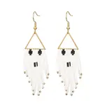 Halloween Theme Glass Seed Braided Ghost Chandelier Earrings