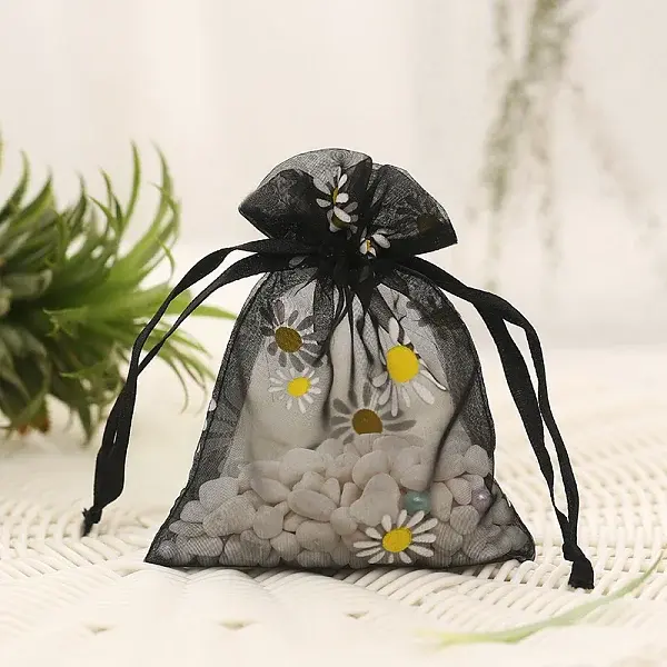 Organza Flower Printed Jewellery Storage Pouches