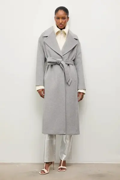 Vlněný kabát Answear.LAB šedá barva, přechodný, oversize