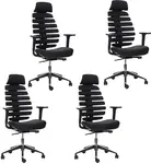 MERCURY 4PACK kancelářská židle FISH BONES  s opěrkou hlavy, černý plast, černá 26-60, 3D područky (4 ks)