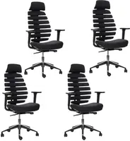 MERCURY 4PACK kancelářská židle FISH BONES  s opěrkou hlavy, černý plast, černá 26-60, 3D područky (4 ks)