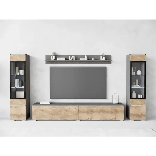 OBÝVACÍ STĚNA, barvy dubu košíčkatého, antracitová