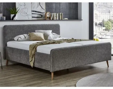 Postel Herning 180x200 cm, šedá strukturovaná látka