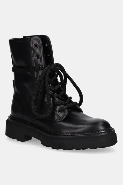 Kožené kotníkové boty Kennel & Schmenger Jacy dámské, černá barva, na plochém podpatku, 61-38140.420