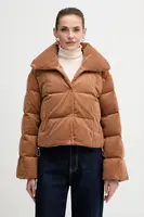 Manšestrová péřová bunda Calvin Klein Jeans hnědá barva, zimní, LV044D527G