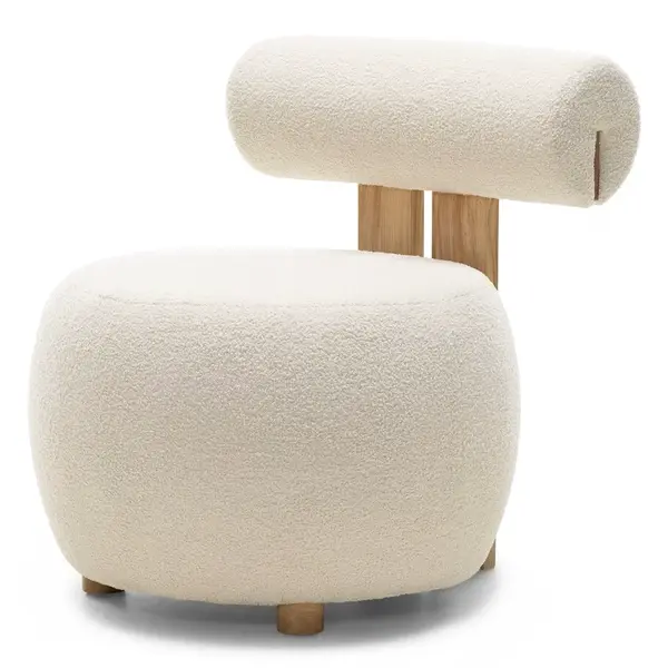 Krémové designové křeslo HANNA, dub