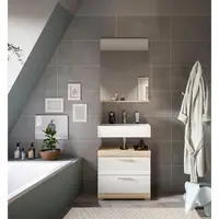 MID.YOU KOUPELNA Sonoma dub, vysoce lesklá bílá