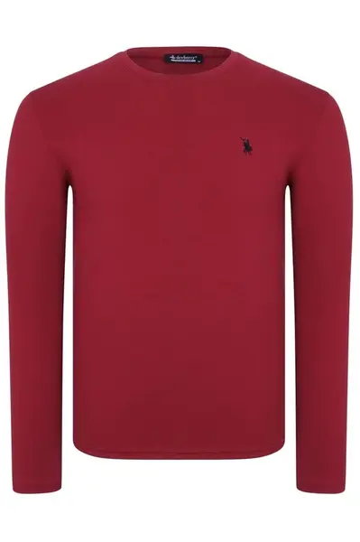T9588 DEWBERRY BICYCLE COLLAR LONG SLEEVE T-SHIRT-BURGUNDY
