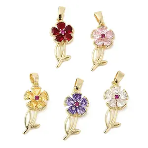 Brass Micro Pave Cubic Zirconia Pendants