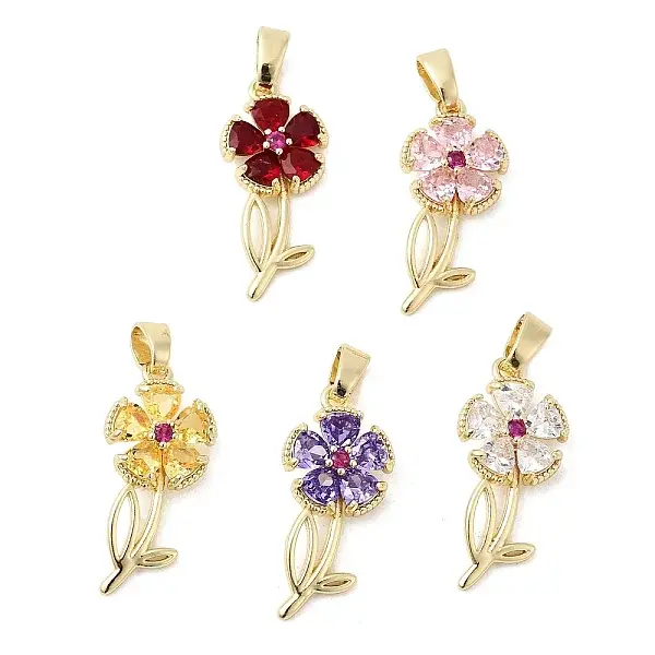 Brass Micro Pave Cubic Zirconia Pendants