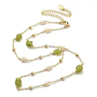Natural Pearl & Natural Peridot Beaded Necklaces