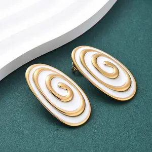 304 Stainless Steel Oval Stud Earrings