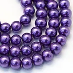 Baking Paint Pearlized Glass Pearl Round Bead Strands