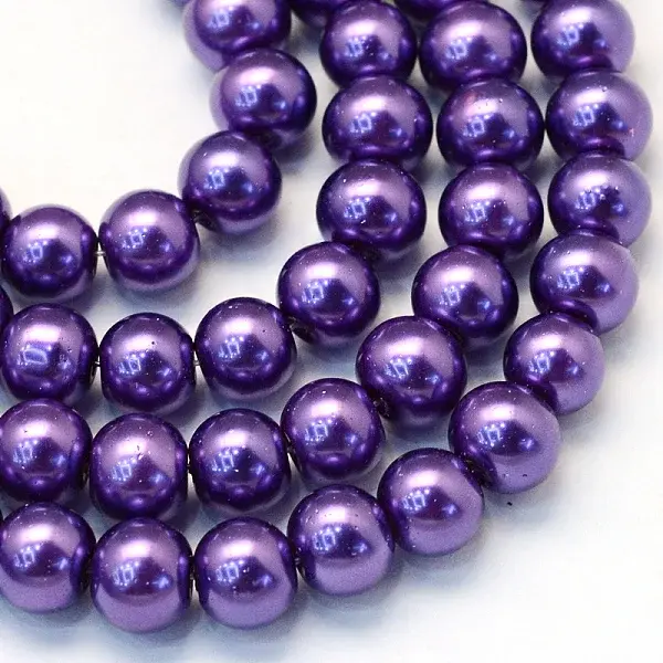 Baking Paint Pearlized Glass Pearl Round Bead Strands