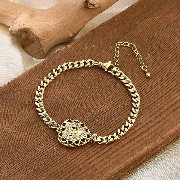 Brass Micro Pave Clear Cubic Zirconia Link Bracelets