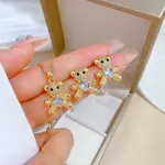 Brass Micro Pave Cubic Zirconia Pendant Necklace & Stud Earrings