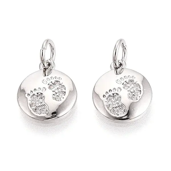 Brass Micro Pave Cubic Zirconia Charms