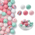 50Pcs 5 Styles Round Silicone Beads