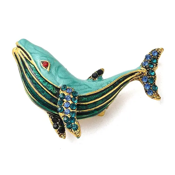 Whale Alloy Colorful Rhinestone Brooch