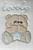 Dětská dárková sada ručník a osuška LOVELY, 2 ks Smetanová /  Modrá výšivka Sada (ručník 50x90cm, osuška 70x130cm)