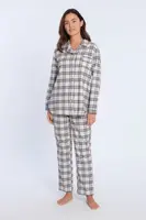 Dámské flanelové pyžamo BLANCA L Krémová / Černá