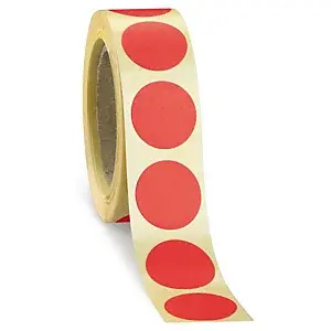 Samolepicí, značkovací kolečka Ø 90mm, červená, 500ks na roli